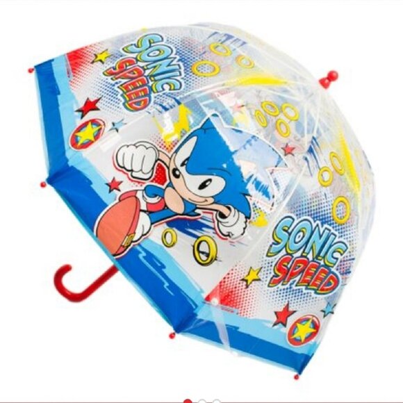 Sonic Transparent Umbrella for Kids. Pinch Free Manual Open/Close - Picture 4 of 5